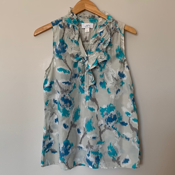 Loft Cotton and Silk blend sleeveless blouse - Picture 1 of 8
